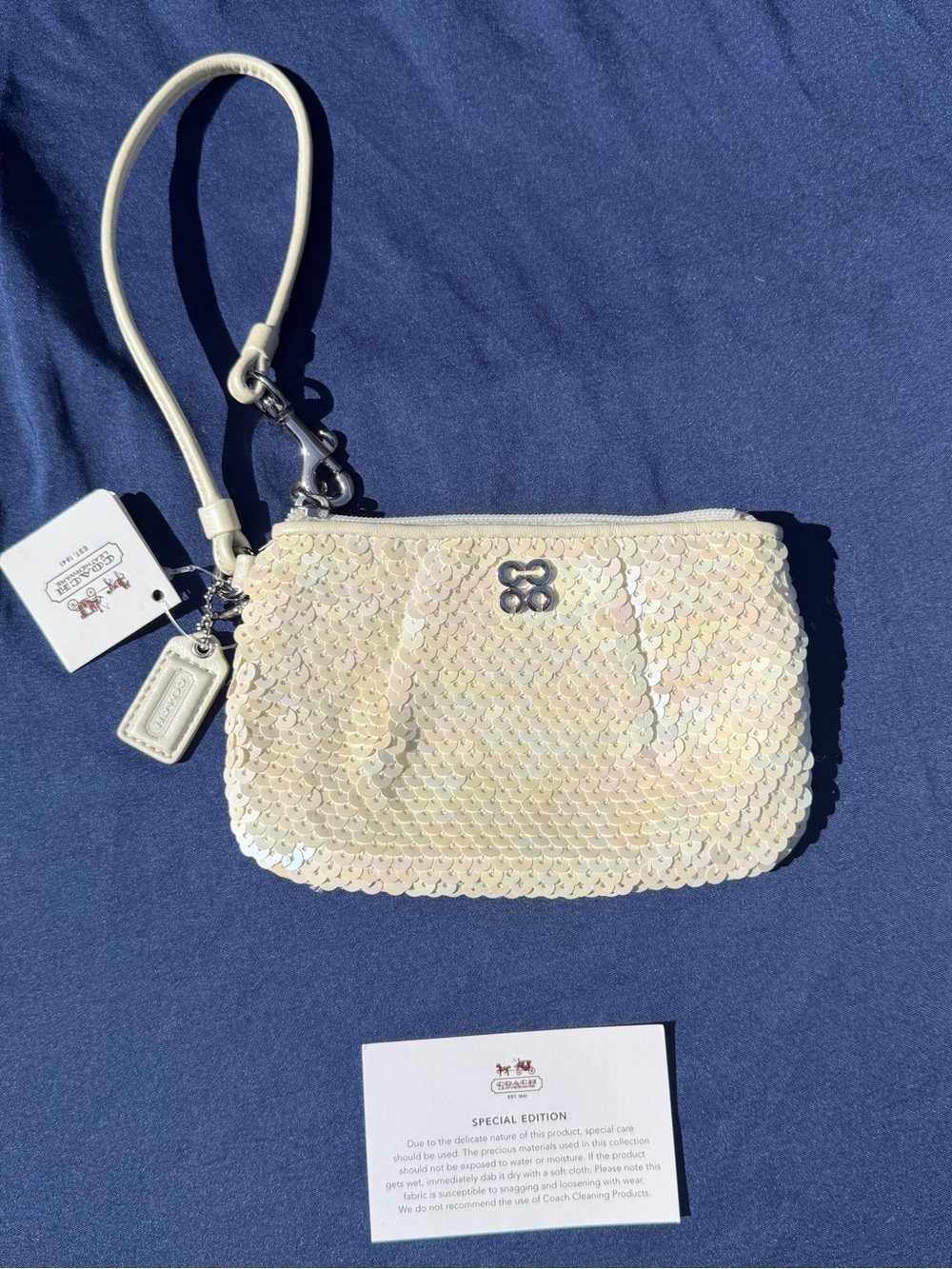 Coach Audrey Sequin Wristlet 45395 Ivory NWT